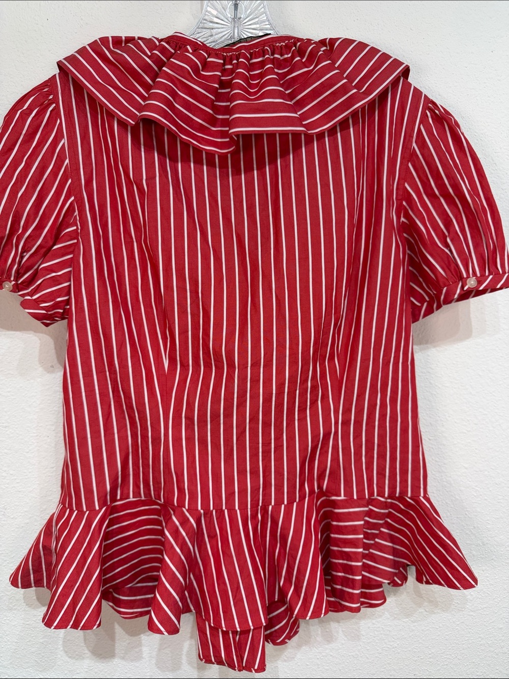 Lauren Ralph Lauren red and white striped blouse size Large - Picture 3 of 8